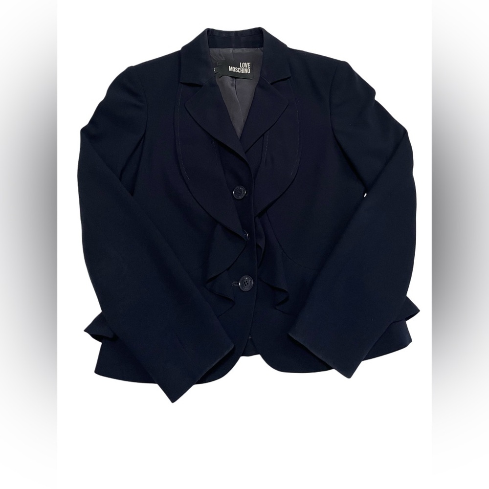 LOVE MOSCHINO | Navy Blue Ruffle Blazer Size 6